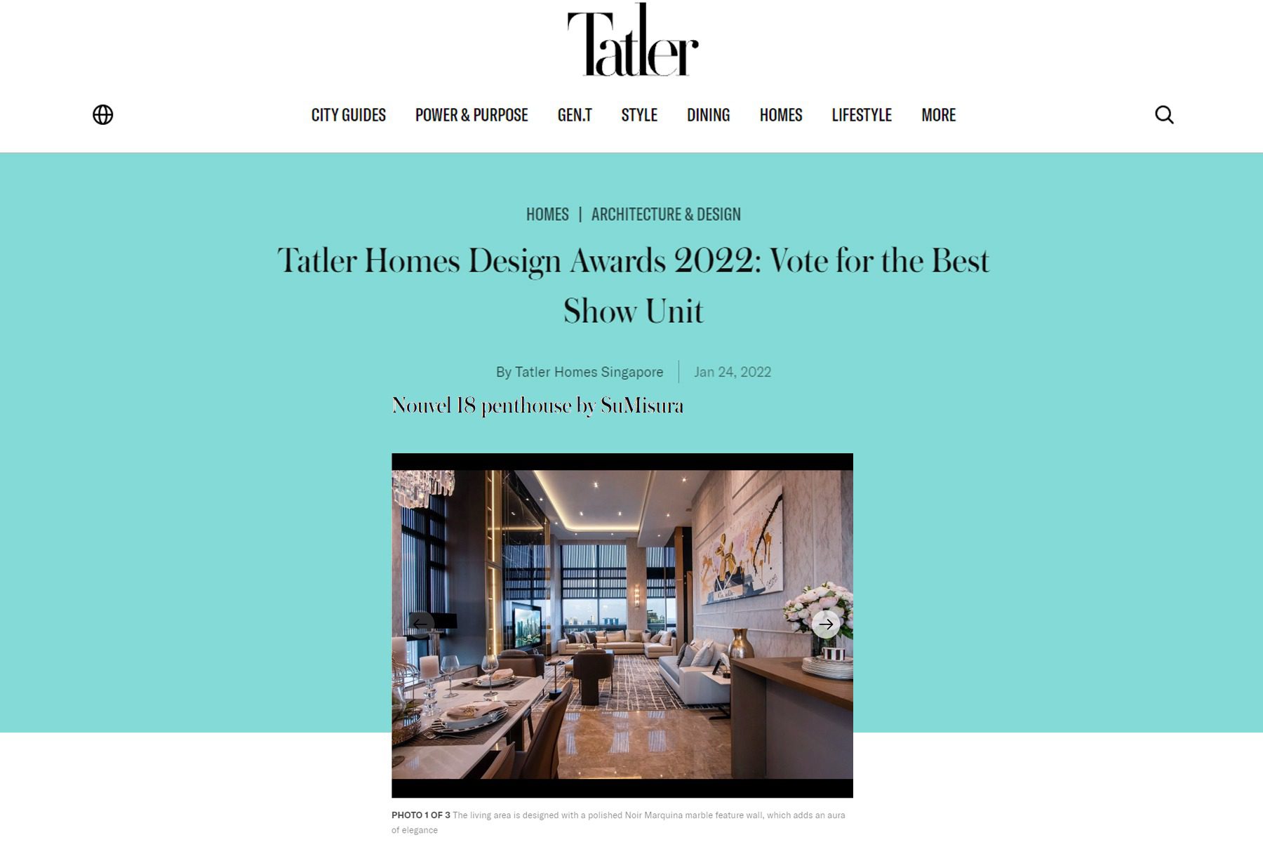 Tatler Homes Design Awards 2022 Vote for the Best Show Unit