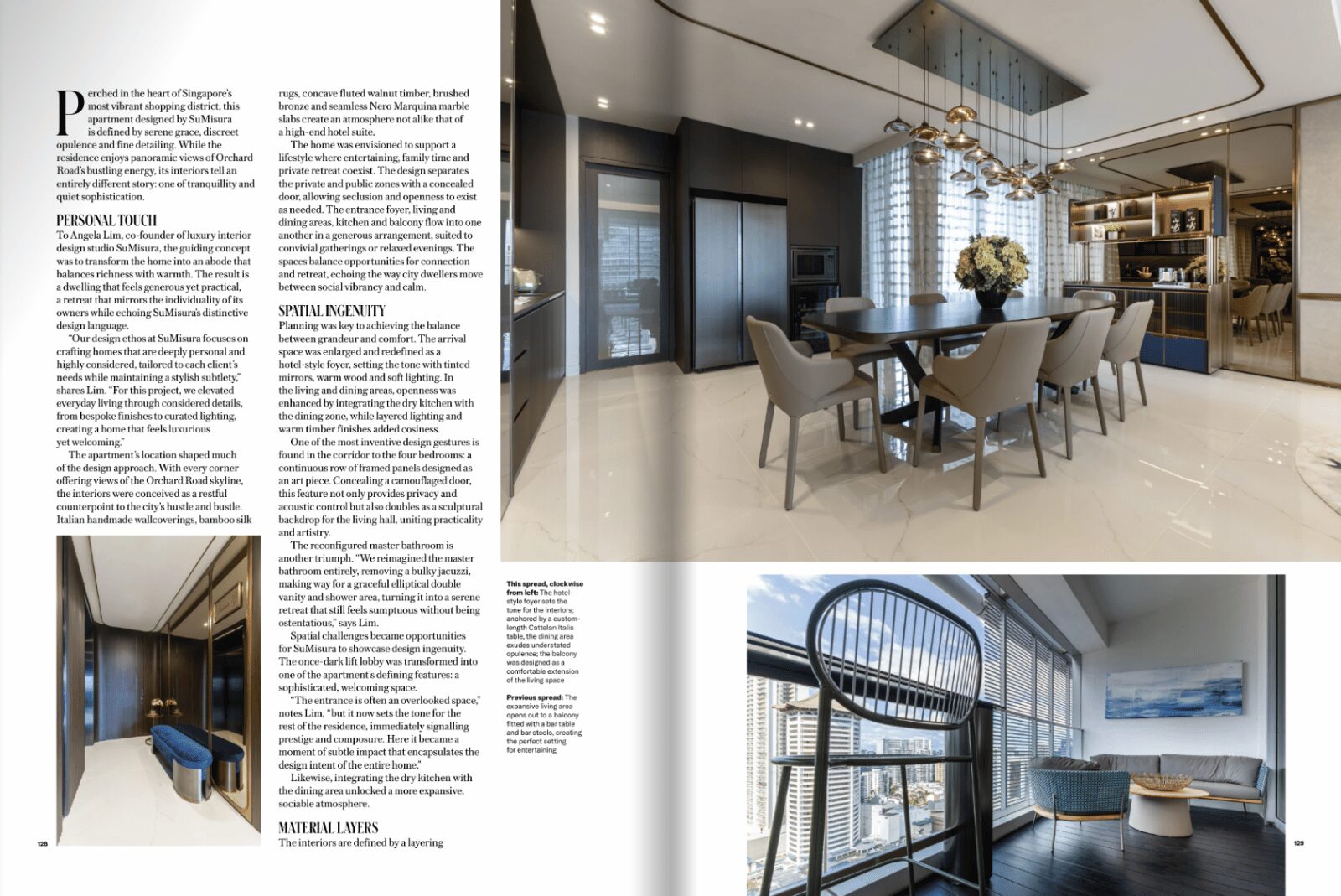 Luxury modern living room interior design at Orchard Residences Singapore by SuMisura, featured in Tatler Homes June-July 2025.