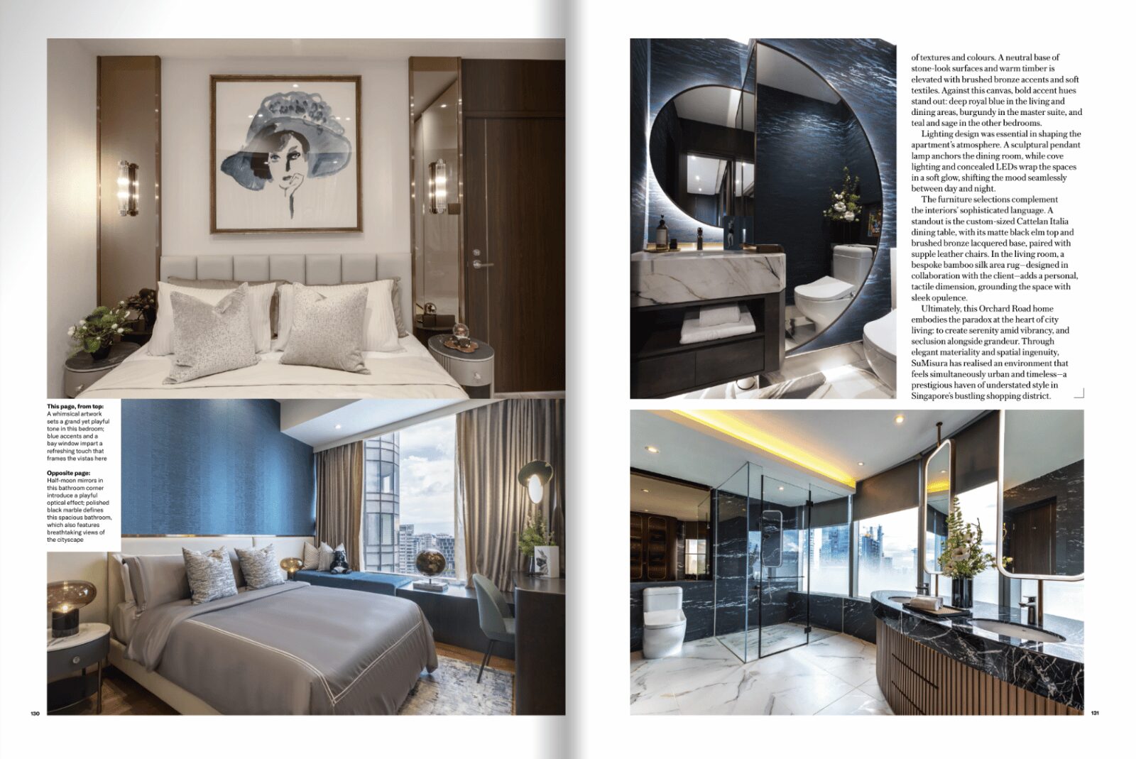 Luxury modern living room interior design at Orchard Residences Singapore by SuMisura, featured in Tatler Homes June-July 2025.